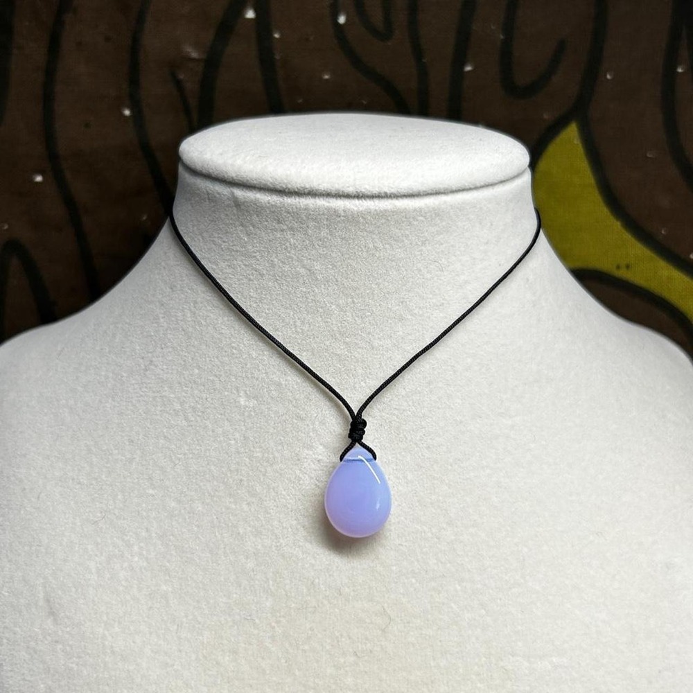 Boho chic lavender opal dainty adjustable cord necklace minimalist earthy gift